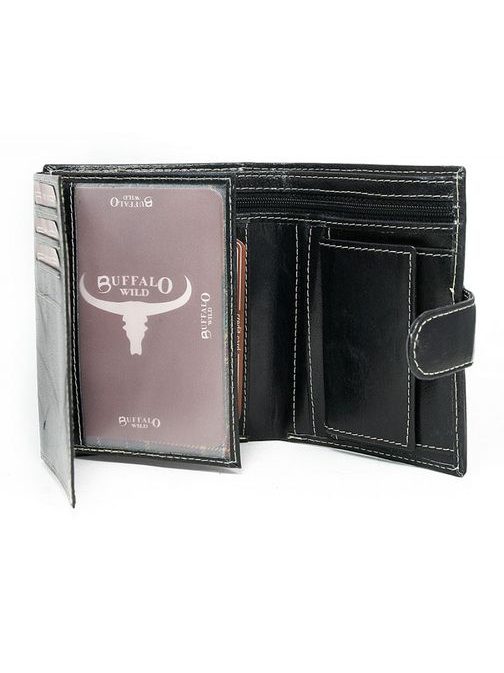 BUFFALO moška črna denarnica z zaponko