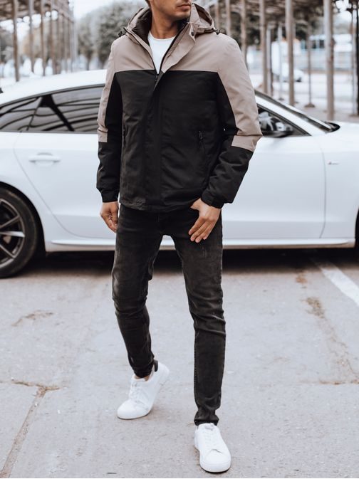 Moška elegantna zimska črna jakna