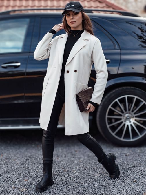 Ženski dolg bež oversize plašč Linnore