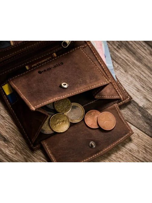 Moderna rjava usnjena denarnica Peterson