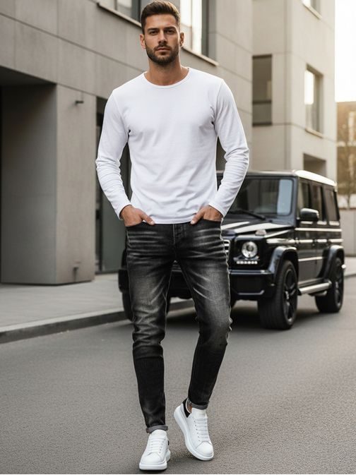 Stilske moške kavbojke v črni barvi