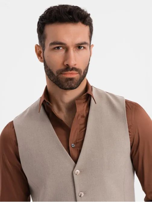 Moški modni bež telovnik V1 BLZV-0142