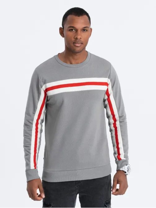 Siv pulover brez kapuce B1279