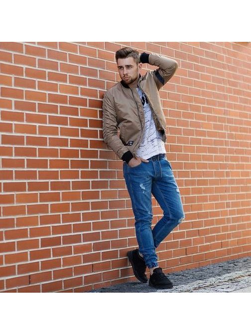 Stilske moške modre jeans jogger hlače O/2022 - Pravimoski.si