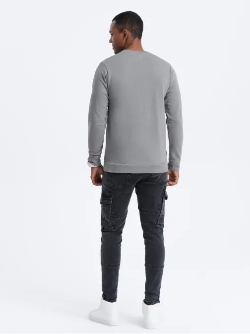 Siv pulover brez kapuce B1279