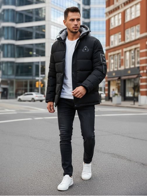 Originalna črna zimska jakna s kapuco