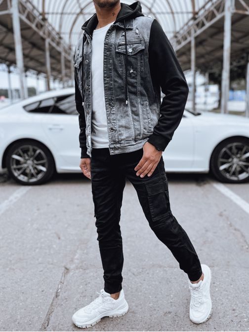 Temno siva moška jeans jakna