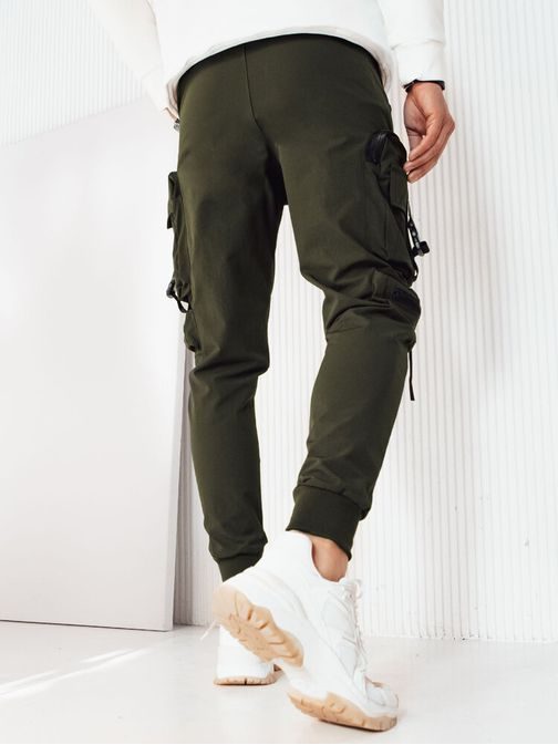 Brezčasne zelene jogger hlače z dekorativnimi elementi