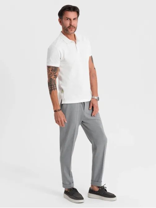 Priložnostna moška polo majica v barvi ecru V7 POSS-0103