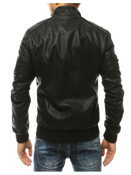 Črna jakna iz umetnega usnja modnega dizajna