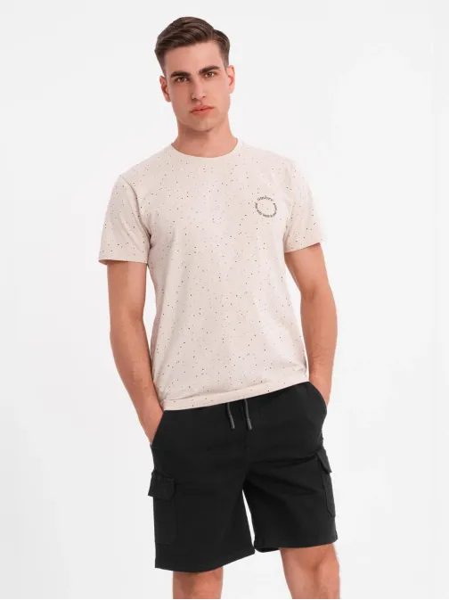 Modna bež moška majica s potiskom V2 TSFP-0186