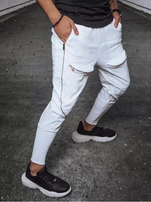 Bele jogger hlače originalnega dizajna