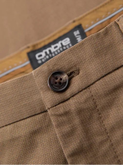 Temno bež hlače chinos z drobno teksturo V2 PACP-0184