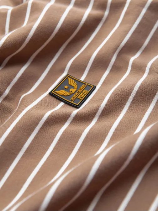 Poletna majica s kratkimi rokavi rjave in bele barve v7 om-tsct-0183