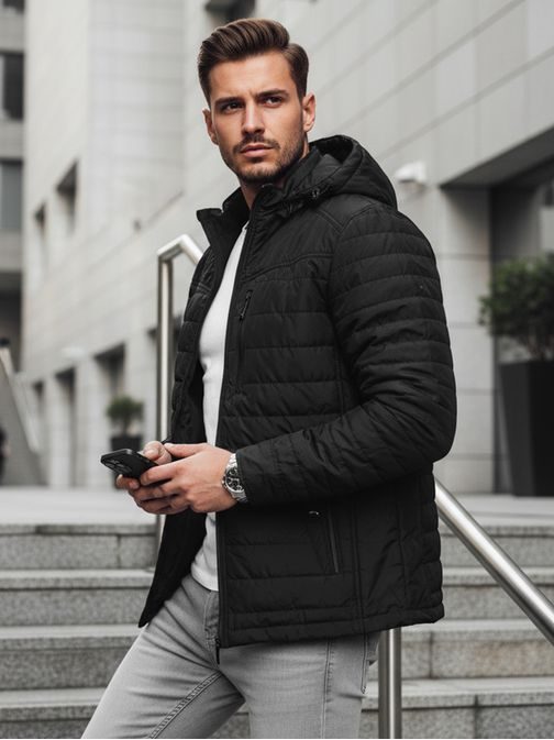 Prehodna brezčasna črna jakna s kapuco