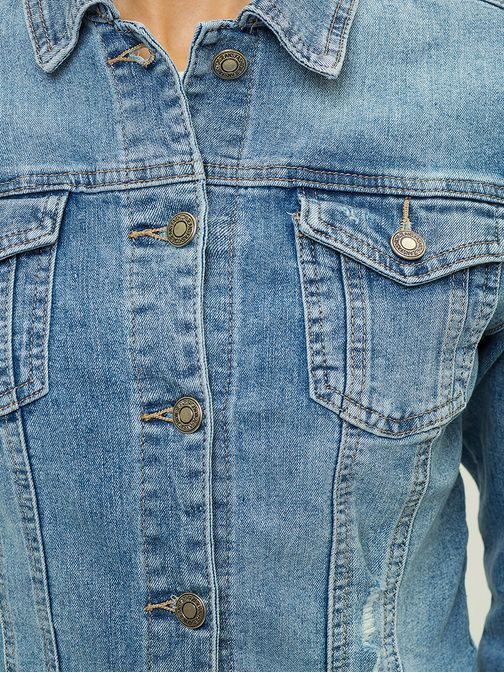 Ženska modna jeans jakna v nebeško modri barvi O/WL2149