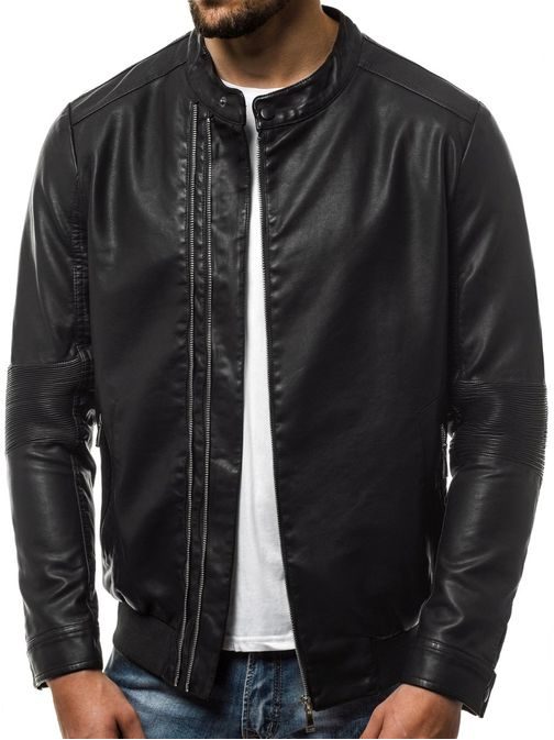 Edinstvena jakna iz umetnega usnja OZONEE JB/1073K črna