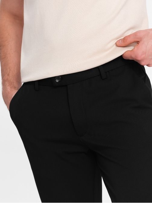 Elegantne črne chinos hlače klasičnega kroja V4 PACP-0191