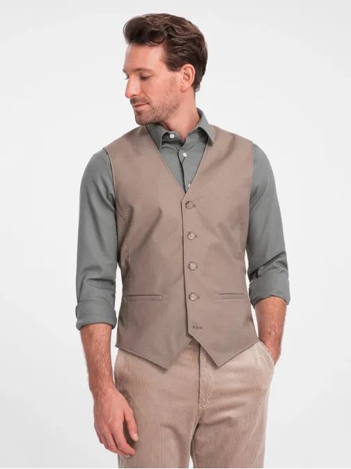 Trendi bež eleganten telovnik V2 BLZV-0112