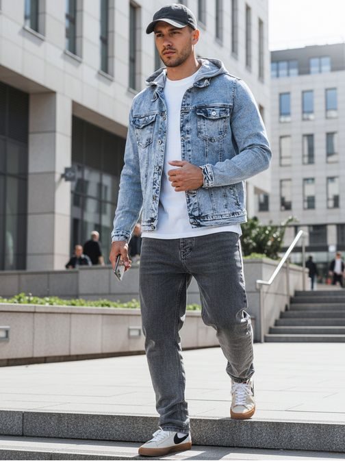 Moška jakna iz džinsa s kapuco