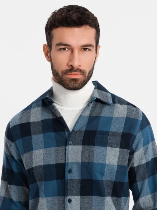 Originalna flanelna karo modra srajca V4 SHCS-0150