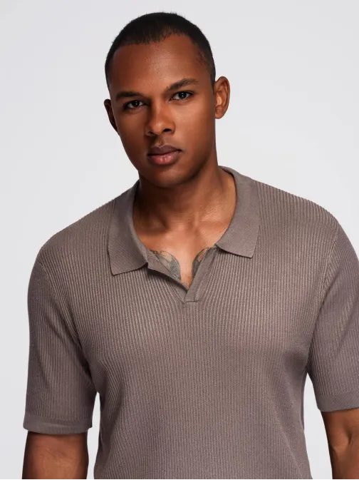 Moška siva pletena polo majica V4 POSS-0160