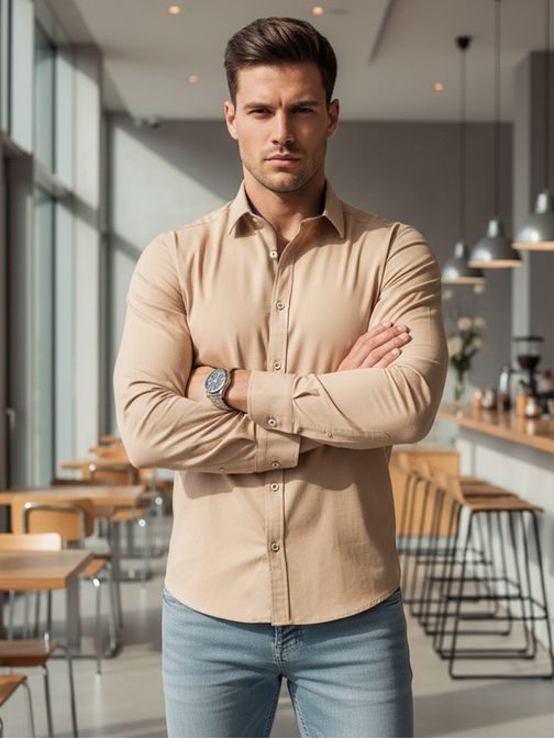 Moška bež elegantna srajca