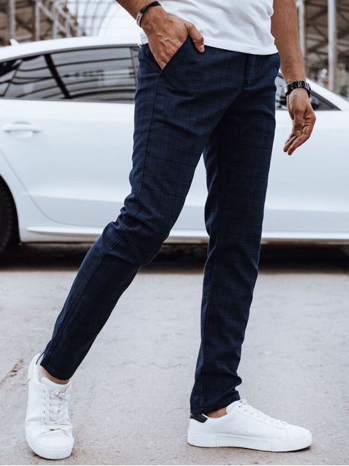 Modne granat hlače s karo vzorcem