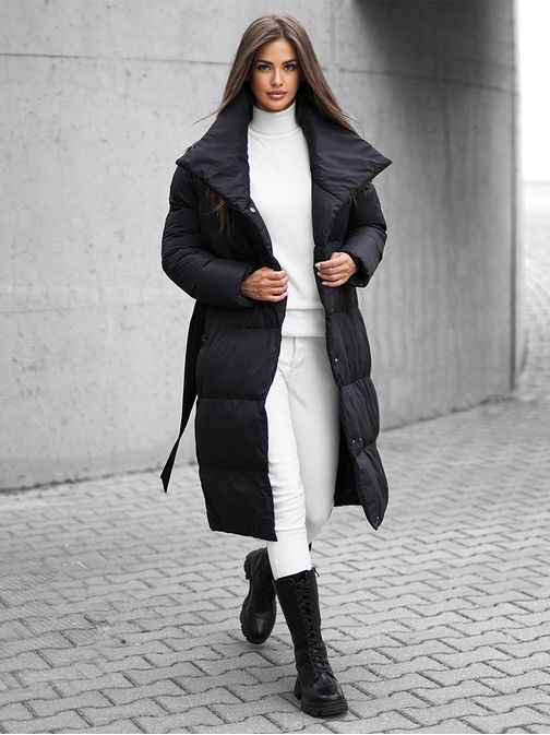 Neobičajen ženski zimski plašč v črni barvi JS/M737/392Z - Pravimoski.si