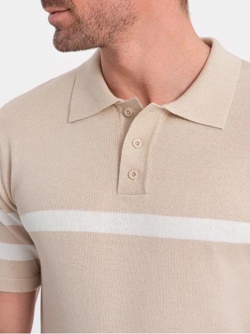 Trendovska bež polo majica V4 POSS-0118