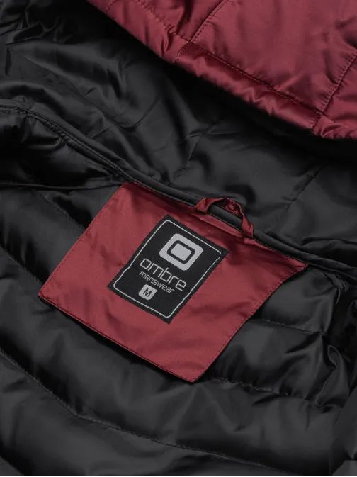 Moška prešita temno rdeča bunda C368