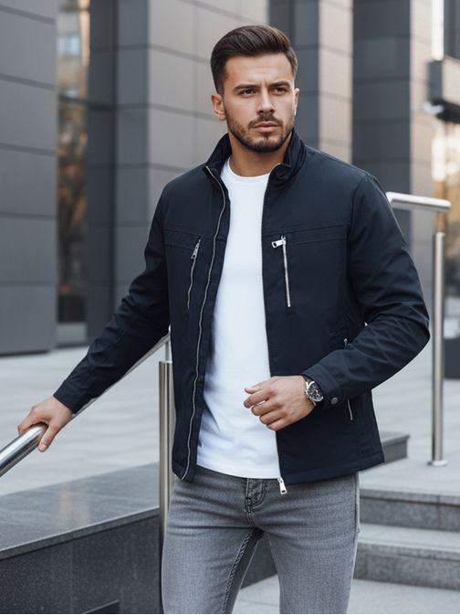 Modra prešita moška jakna za prehodno obdobje