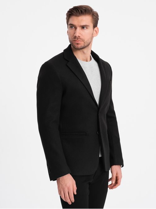 Trendovski črn moški suknjič V3 BLZB-0118