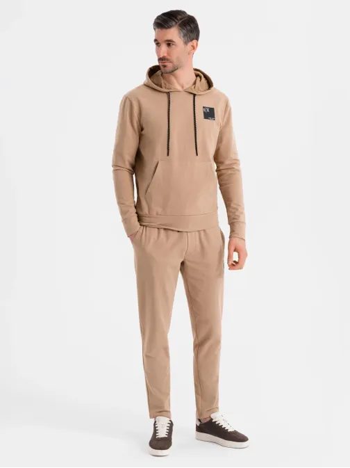 Rjava moška trenerska obleka (majica + trenirka) V3 Z107