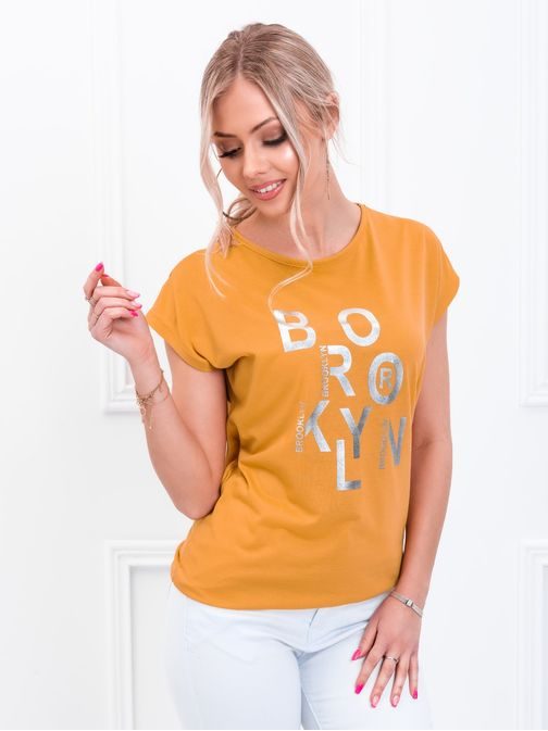 Ženska oranžna majica z originalnim potiskom SLR020