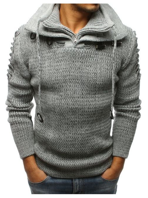 Udoben siv pulover v modnem dizajnu