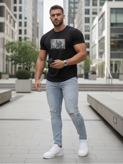 Originalna črna moška majica s potiskom