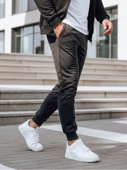 Moderne moške trenirke v grafitni barvi