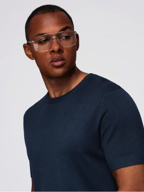 Modra moška pletena majica V1 TSCT-0252