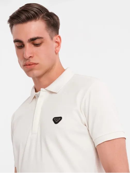 Moška bela polo majica z zadrgo V1 POSS-0148