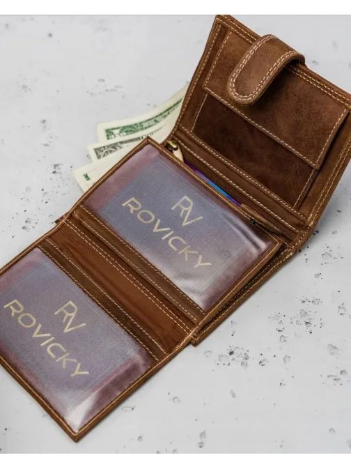 Rjava usnjena denarnica v pokončnem formatu