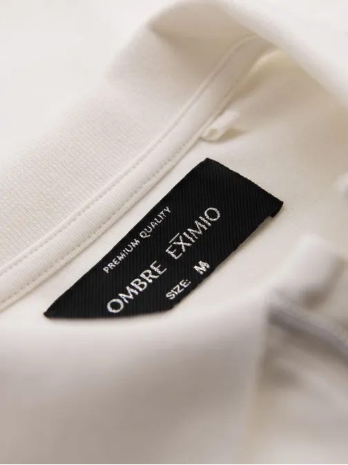 Moška bela polo majica z zadrgo V1 POSS-0148