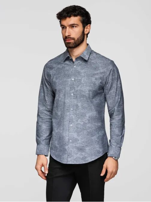Siva moška srajca s cvetličnim vzorcem V3 K701