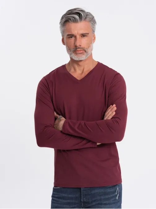 Bordo majica z dolgimi rokavi in V-izrezom V8 LSBL-0108