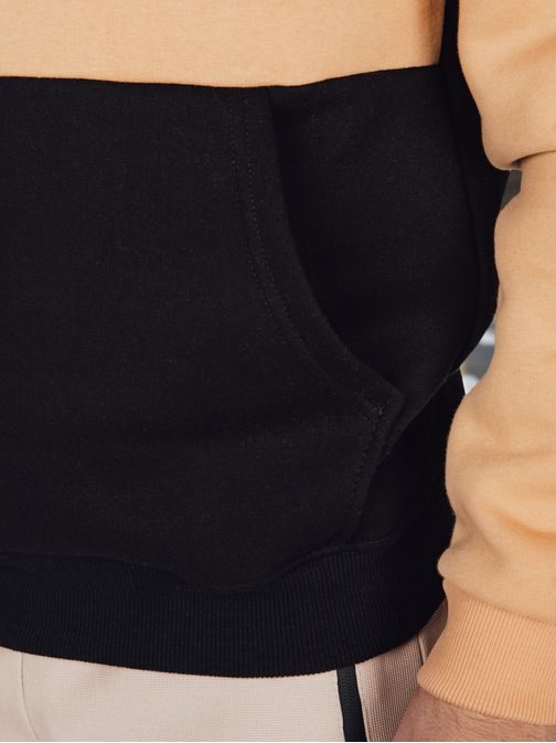 Moški pulover s kapuco kamelje črne barve