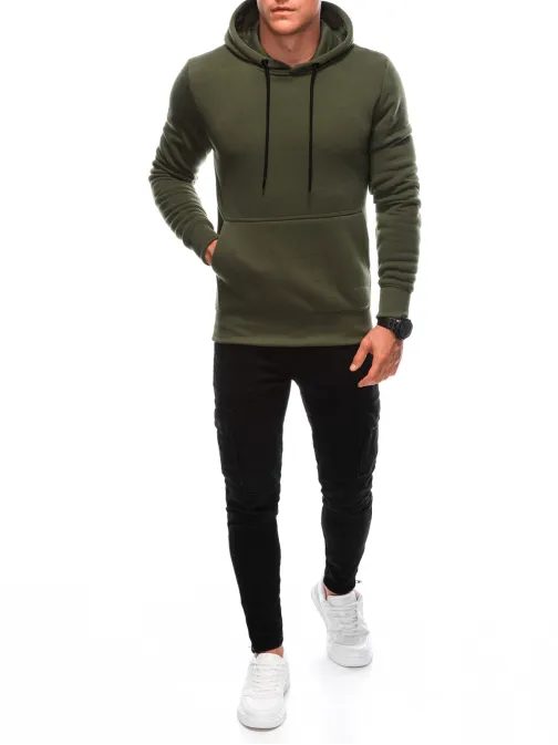 Modni olivno zelen pulover s kapuco 22FW-018-V2