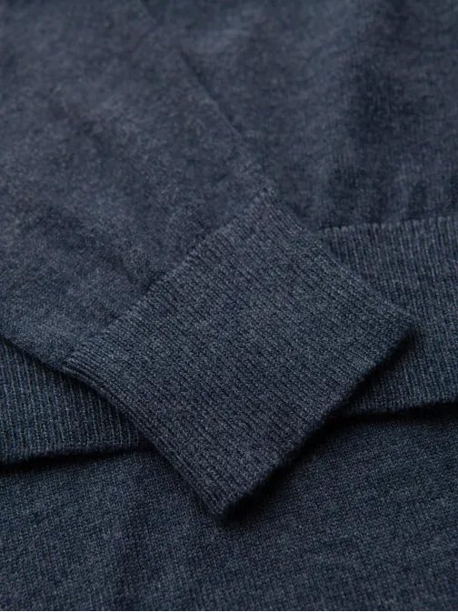 Klasični modri pulover z okroglim vratom V16 SWBS-0106