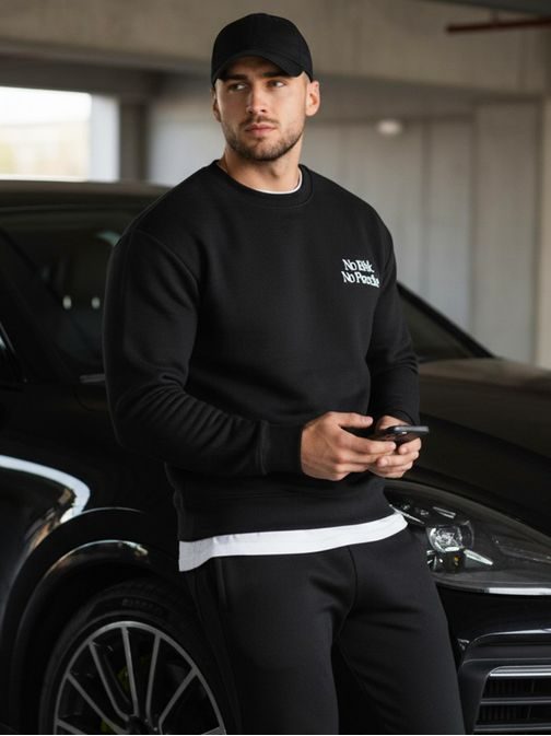 Črna majica s kapuco z izvirnim potiskom