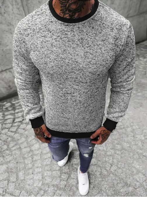 Stilski melirano siv pulover brez kapuce JS/22058
