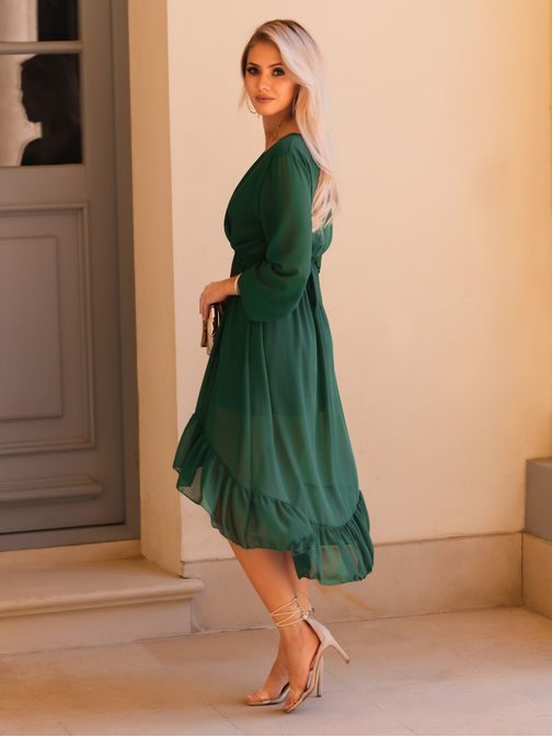 Stilska ženska temno zelena obleka DLR050 - Pravimoski.si
